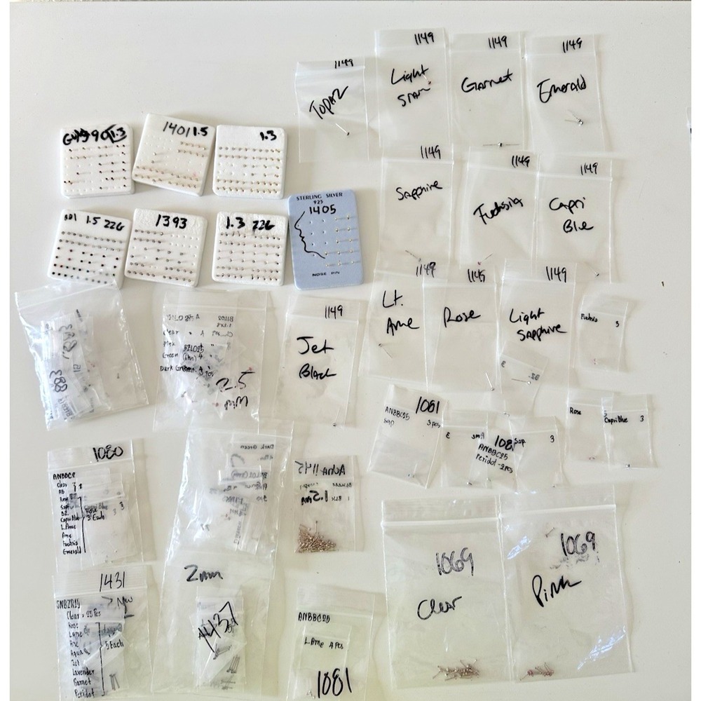 Body Jewelry Nose Lot Studs Posts Mix of Genuine Stones Crystals Steel 100+